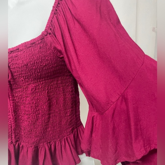 Billa 77 Smocked Crop Top off shoulders or On Flowing Double Bell sleeves India - Picture 5 of 8